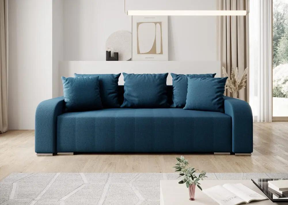 Canapea extensibilă cu ladă de depozitare si sezut confortabil din spuma HR, Sofia Enjoy Blue 240x100 cm Fabrica