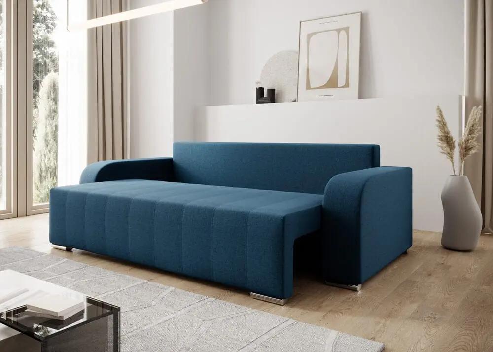 Canapea extensibilă cu ladă de depozitare si sezut confortabil din spuma HR, Sofia Enjoy Blue 240x100 cm Fabrica