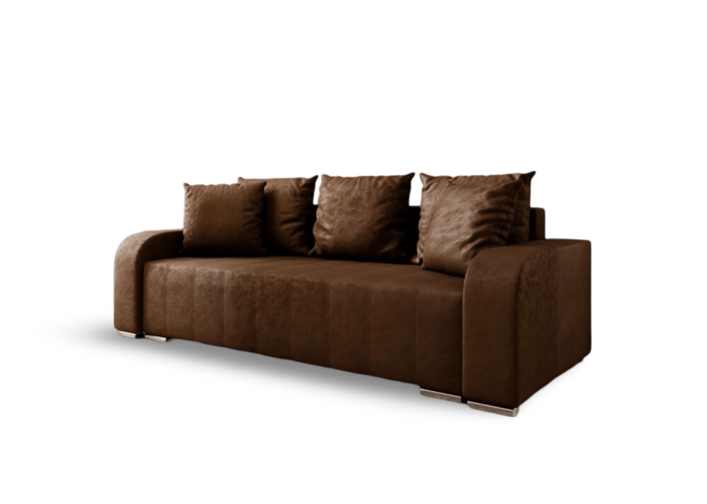 Canapea extensibilă cu ladă de depozitare si sezut confortabil din spuma HR, Sofia Brown 240x100 cm Fabrica