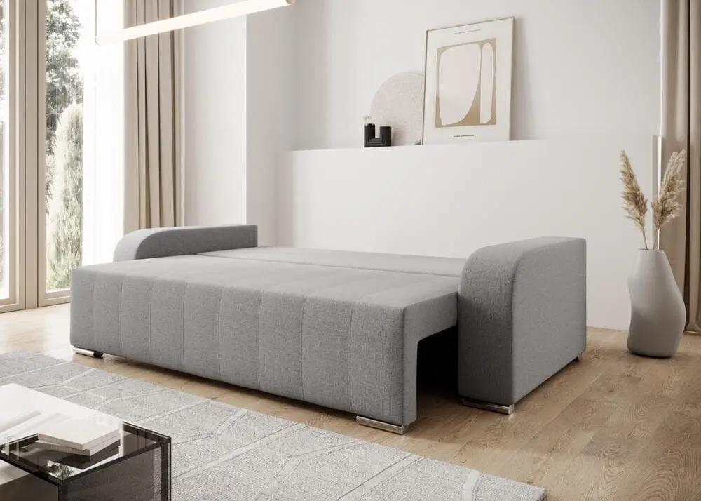 Canapea extensibilă cu ladă de depozitare si sezut confortabil din spuma HR, Sofia Enjoy Silver240x100 cm Fabrica