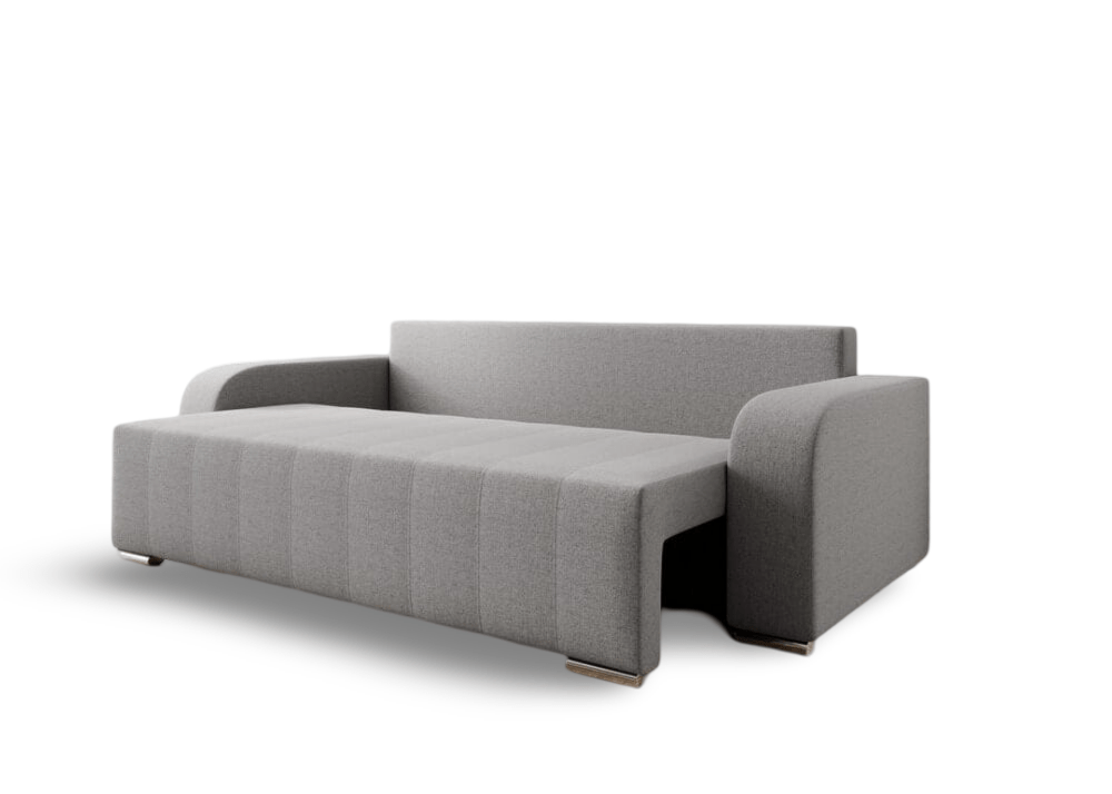 Canapea extensibilă cu ladă de depozitare si sezut confortabil din spuma HR, Sofia Grey 240x100 cm Fabrica