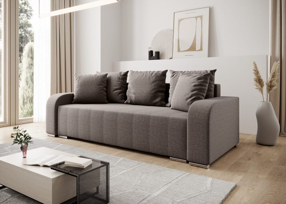 Canapea extensibilă cu ladă de depozitare si sezut confortabil din spuma HR, Sofia Kaki 240x100 cm Fabrica