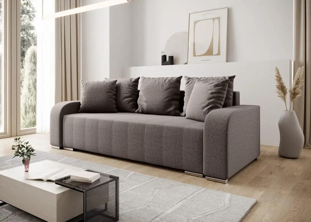 Canapea extensibilă cu ladă de depozitare si sezut confortabil din spuma HR, Sofia Enjoy Kaki 240x100 cm Fabrica