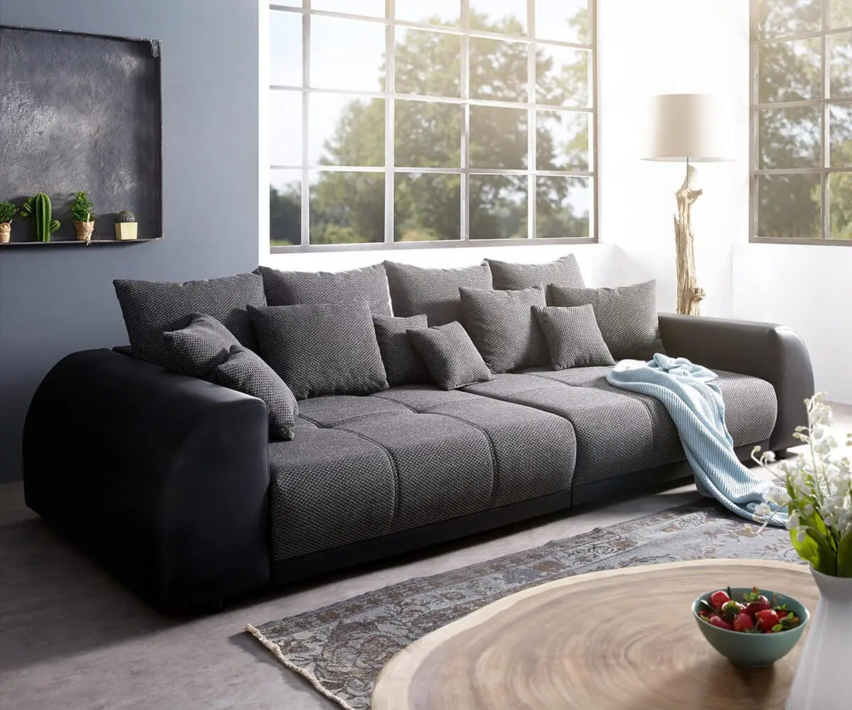 Canapea extensibilă dumonde cu 2 lăzi de depozitare si sezut confortabil din spuma HR, Verona Dark Grey 310x100 cm