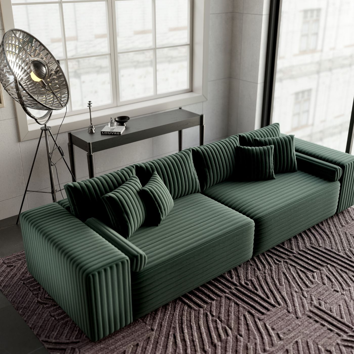 Canapea extensibilă dumonde cu ladă de depozitare si sezut confortabil din spuma HR, Marbela Ambience Green XXL 295x100 cm fabrica
