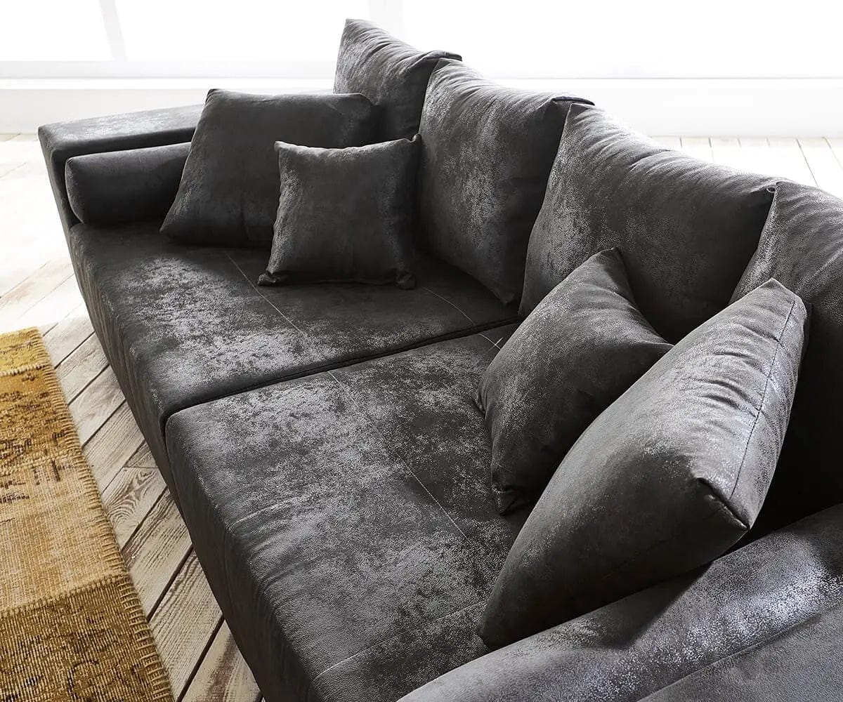 Canapea extensibilă dumonde cu ladă de depozitare si sezut confortabil din spuma HR, Marbela Madagaskar Grey XXL 295x100 cm