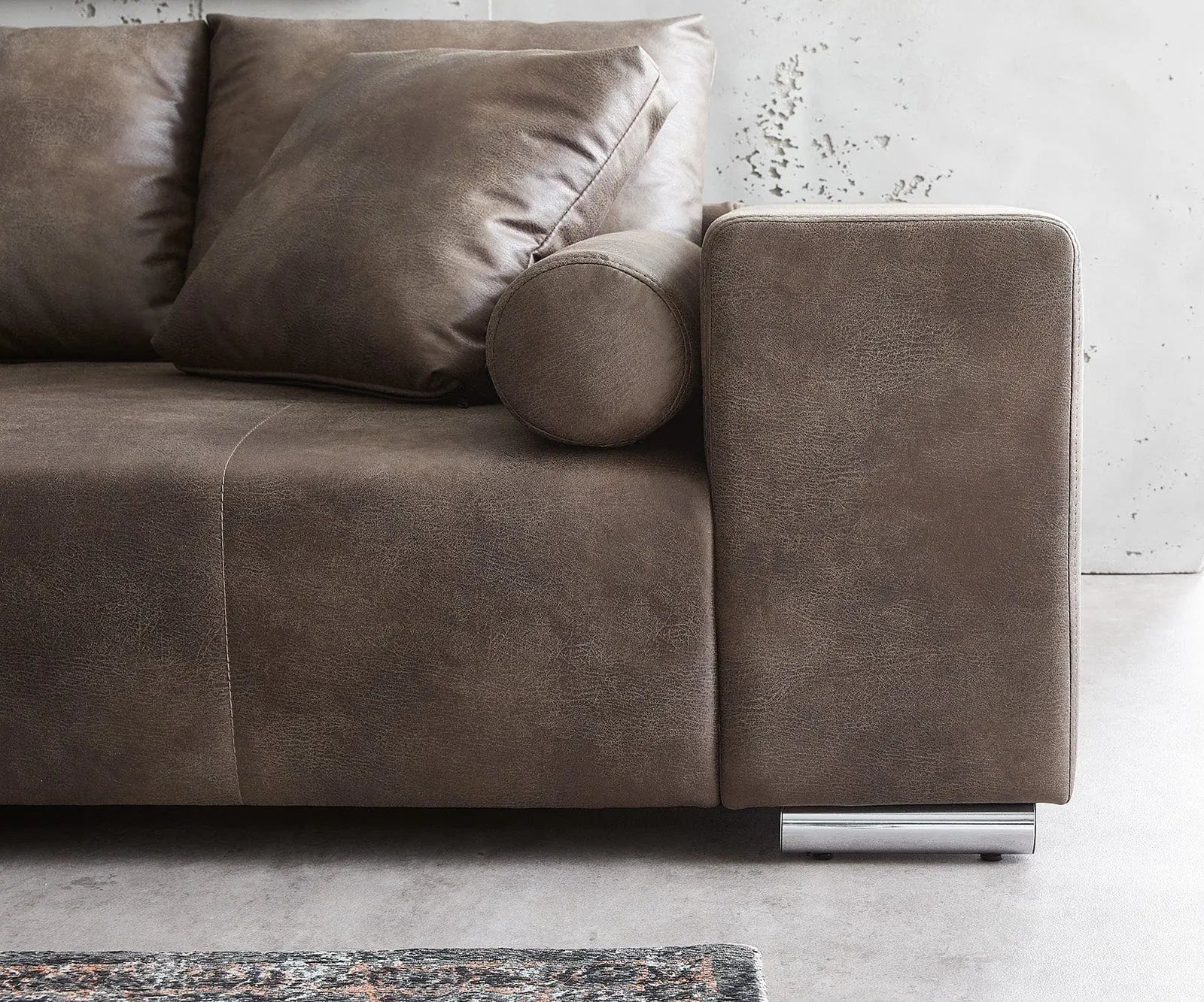 Canapea extensibilă dumonde cu ladă de depozitare si sezut confortabil din spuma HR, Marbela Tobago Brown XXL 295x100 cm