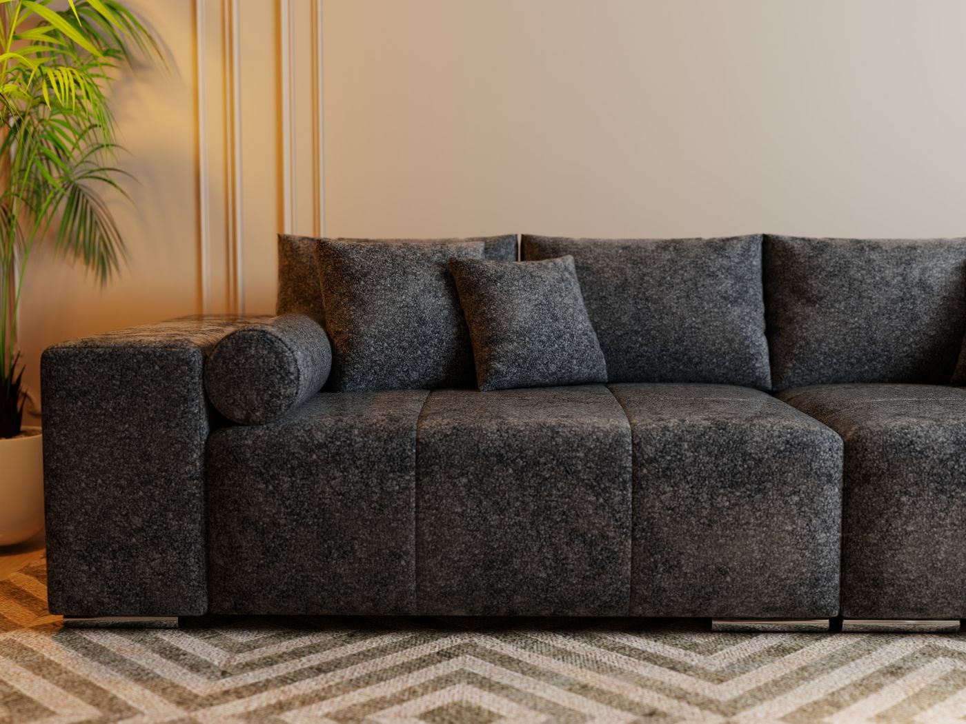Canapea extensibilă dumonde cu ladă de depozitare si sezut confortabil din spuma HR, Marbela Euphoria Black XXL 295x100 cm fabrica