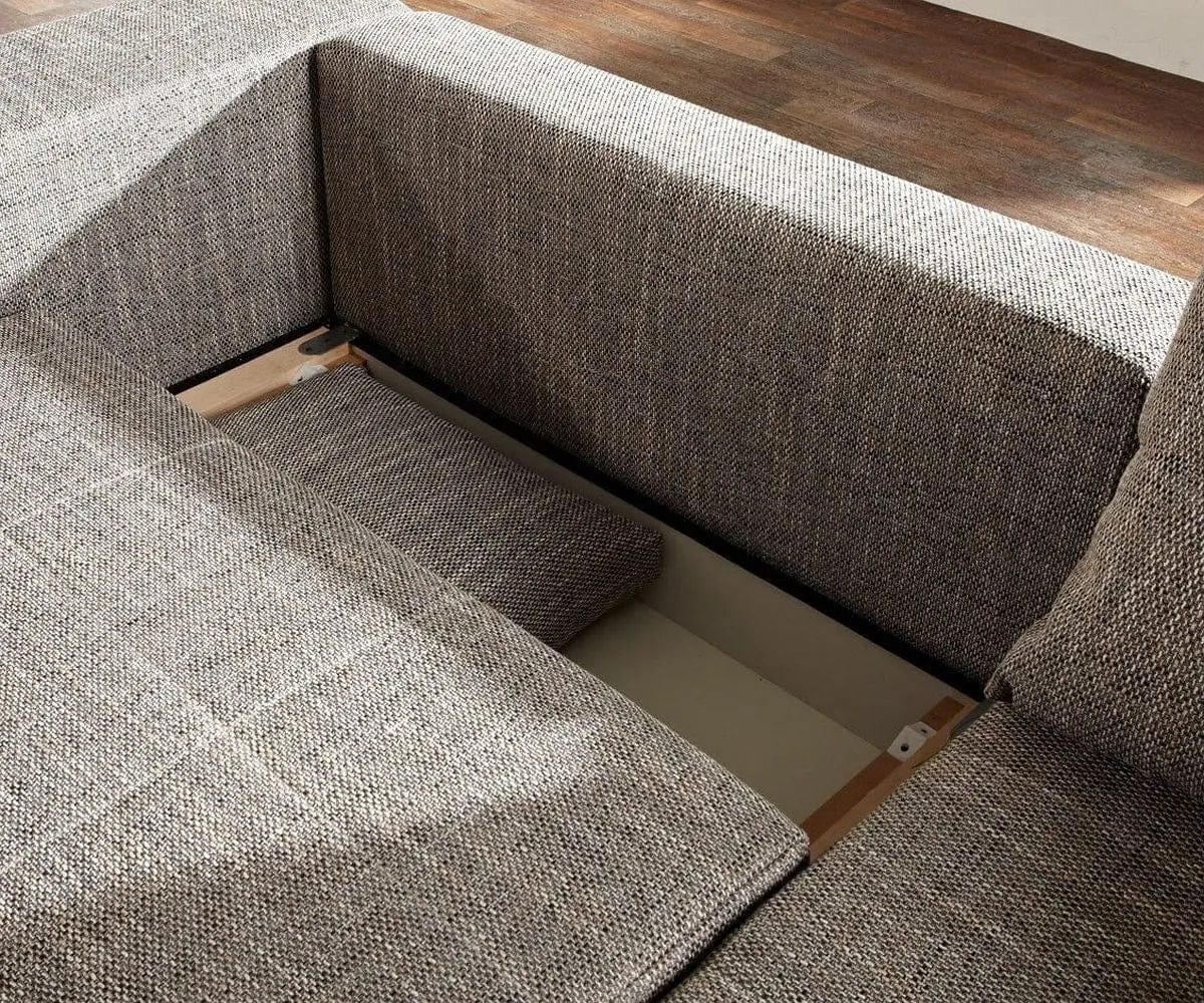 Canapea extensibilă dumonde cu ladă de depozitare si sezut confortabil din spuma HR, Marbela Magma Grey XXL 295x100 cm