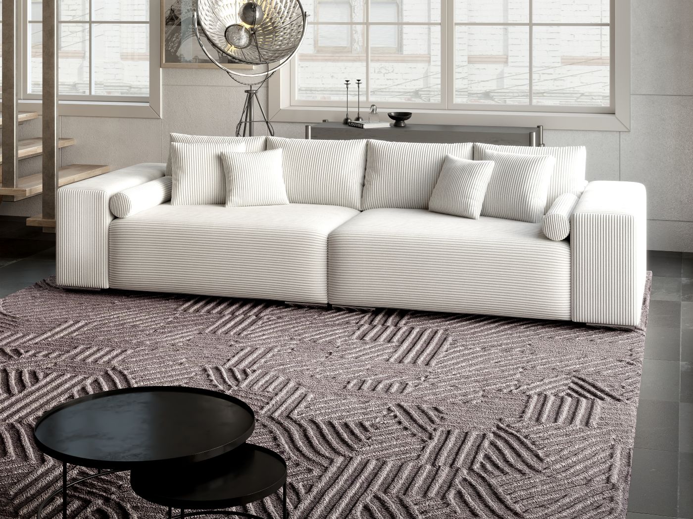 Canapea extensibilă dumonde cu ladă de depozitare si sezut confortabil din spuma HR, Marbela Zoom Cream XXL 295x100 cm fabrica