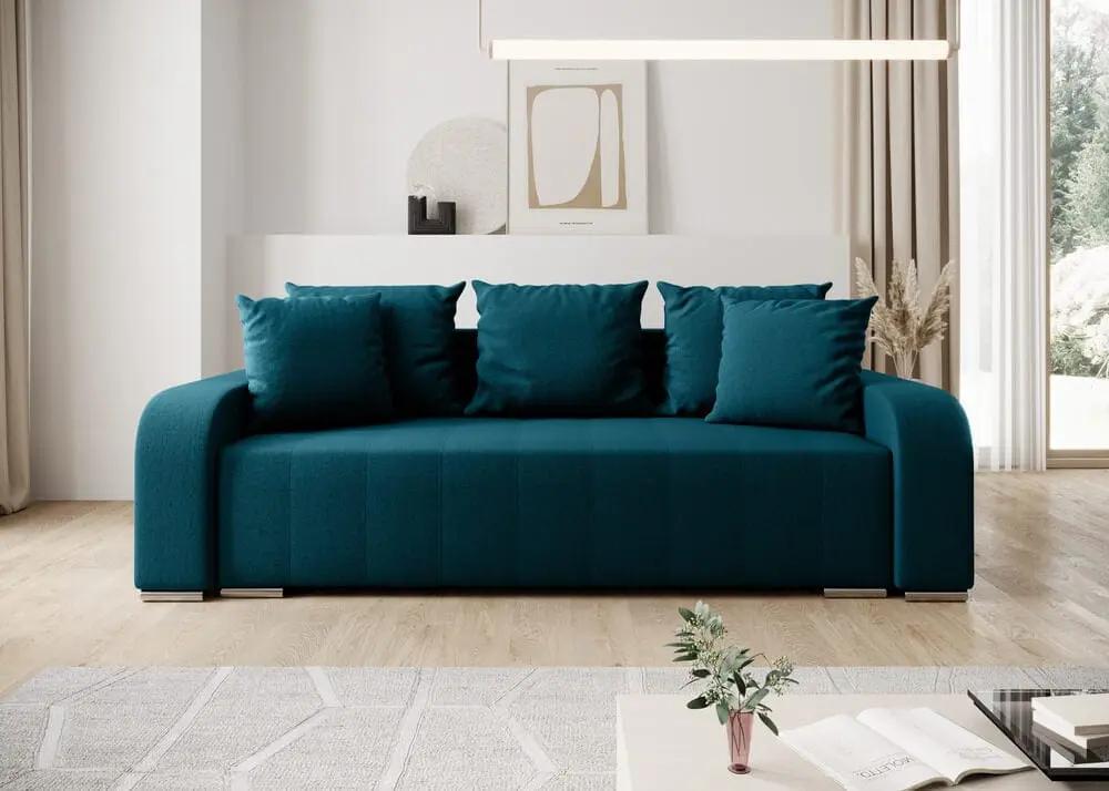 Canapea extensibilă dumonde cu ladă de depozitare si sezut confortabil din spuma HR, Sofia Enjoy Petrol 240x100 cm Fabrica