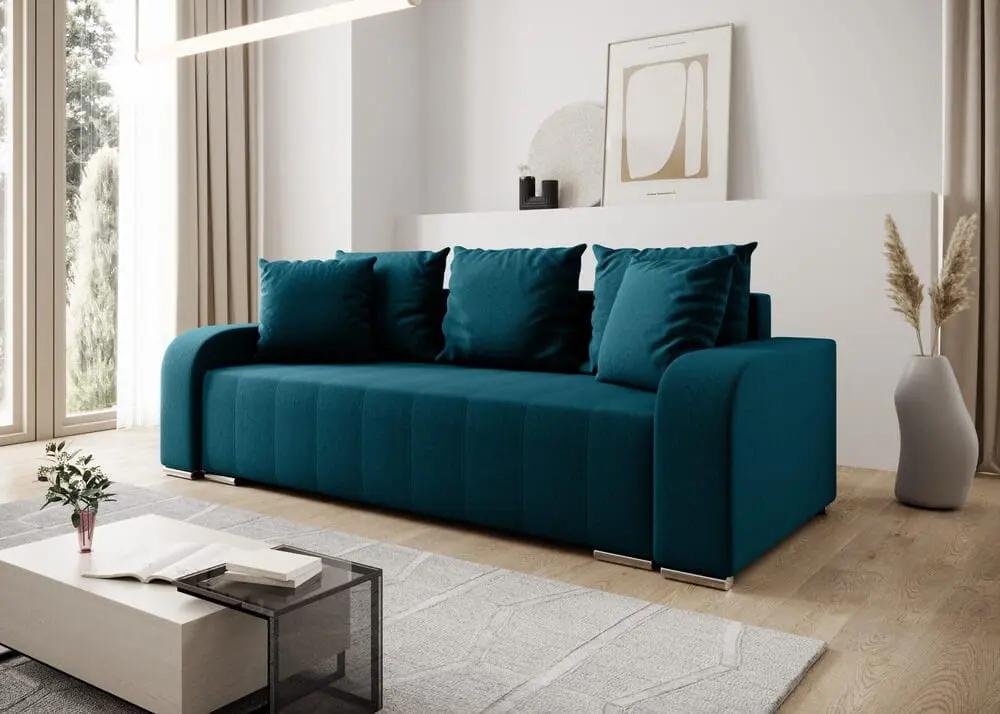 Canapea extensibilă dumonde cu ladă de depozitare si sezut confortabil din spuma HR, Sofia Enjoy Petrol 240x100 cm Fabrica
