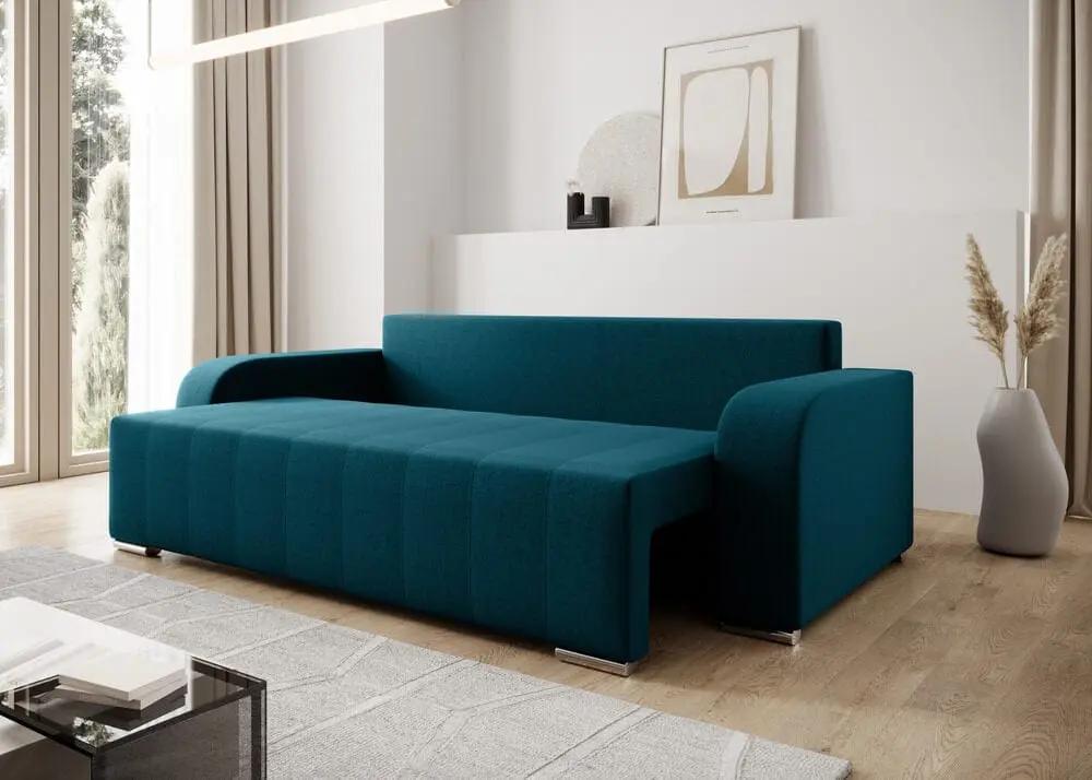 Canapea extensibilă dumonde cu ladă de depozitare si sezut confortabil din spuma HR, Sofia Enjoy Petrol 240x100 cm Fabrica