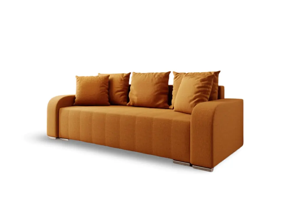 Canapea extensibilă dumonde cu ladă de depozitare si sezut confortabil din spuma HR, Sofia Enjoy Mango 240x100 cm Fabrica