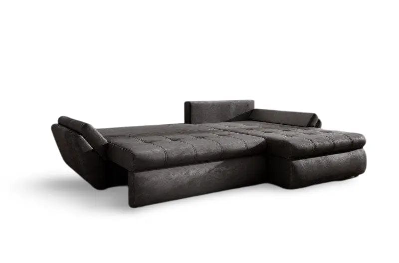 Colțar extensibil dumonde cu ladă de depozitare si sezut confortabil din spuma HR, Loana Madagaskar Black II 270x185 cm