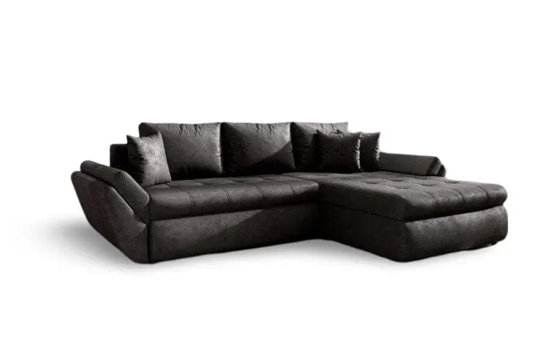 Colțar extensibil dumonde cu ladă de depozitare si sezut confortabil din spuma HR, Loana Madagaskar Black II 270x185 cm