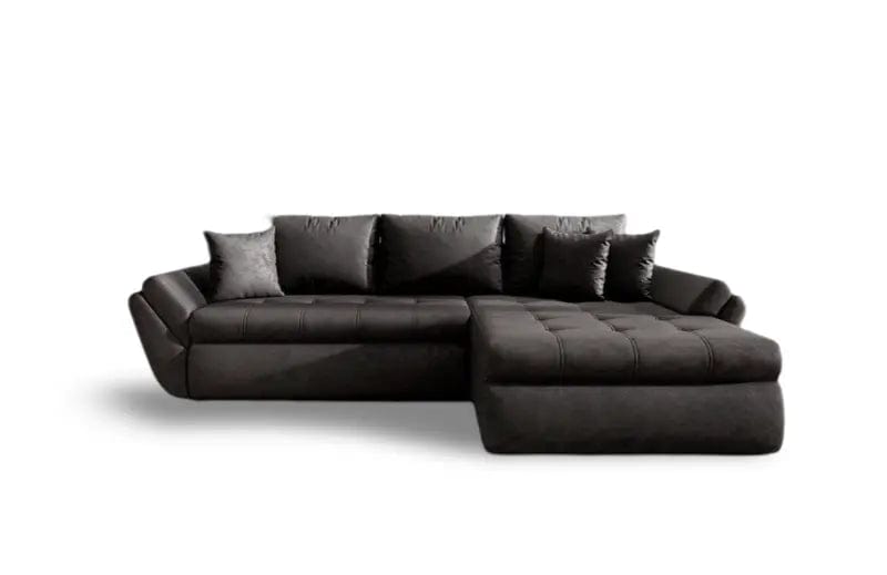Colțar extensibil dumonde cu ladă de depozitare si sezut confortabil din spuma HR, Loana Madagaskar Black II 270x185 cm
