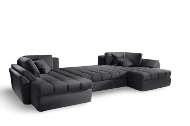 Colțar extensibil dumonde cu ladă de depozitare si sezut confortabil din spuma HR, Loana U Enjoy Grafit 355x185 cm