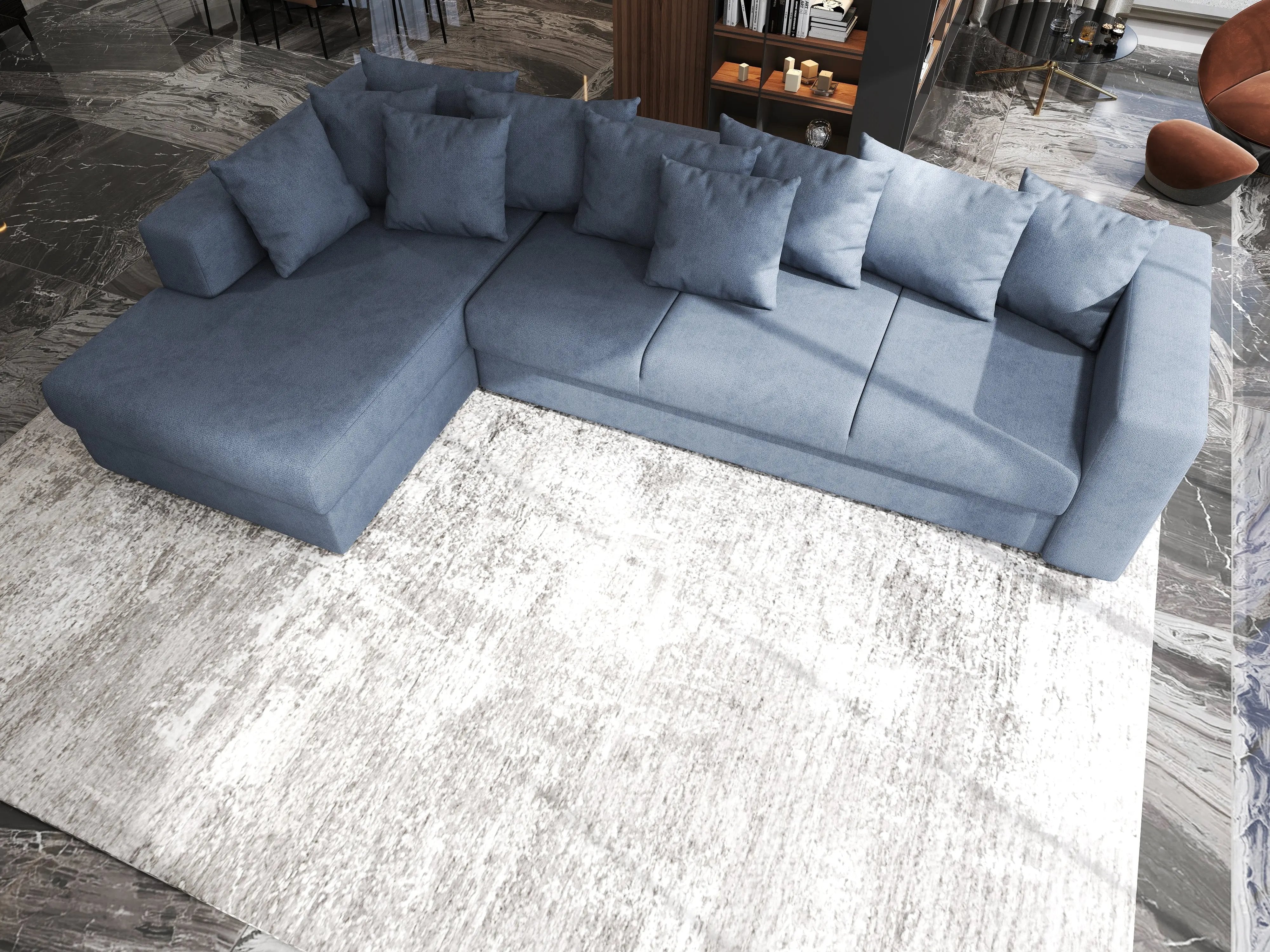 Colțar extensibil dumonde cu ladă de depozitare si sezut confortabil din spuma HR, Gloria Enjoy Antracit 320x183 cm Fabrica