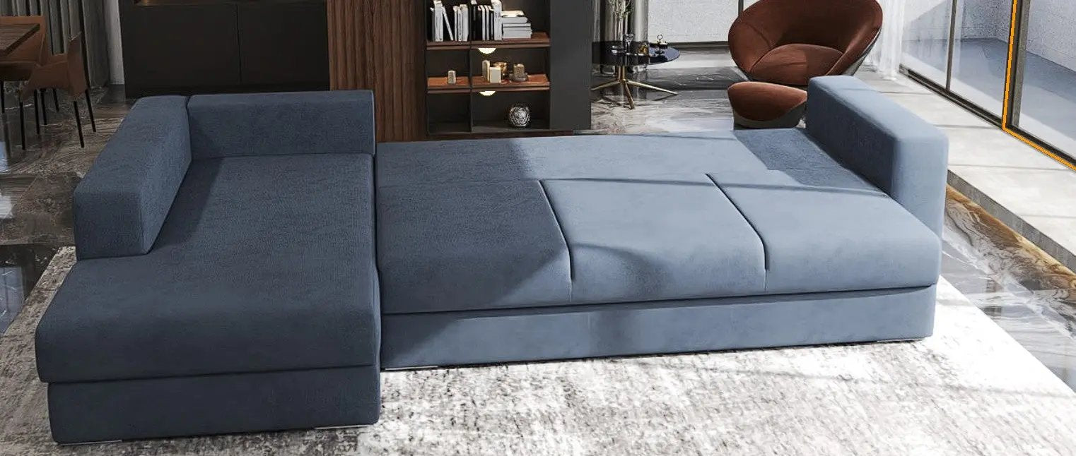 Colțar extensibil dumonde cu ladă de depozitare si sezut confortabil din spuma HR, Gloria Enjoy Antracit 320x183 cm Fabrica