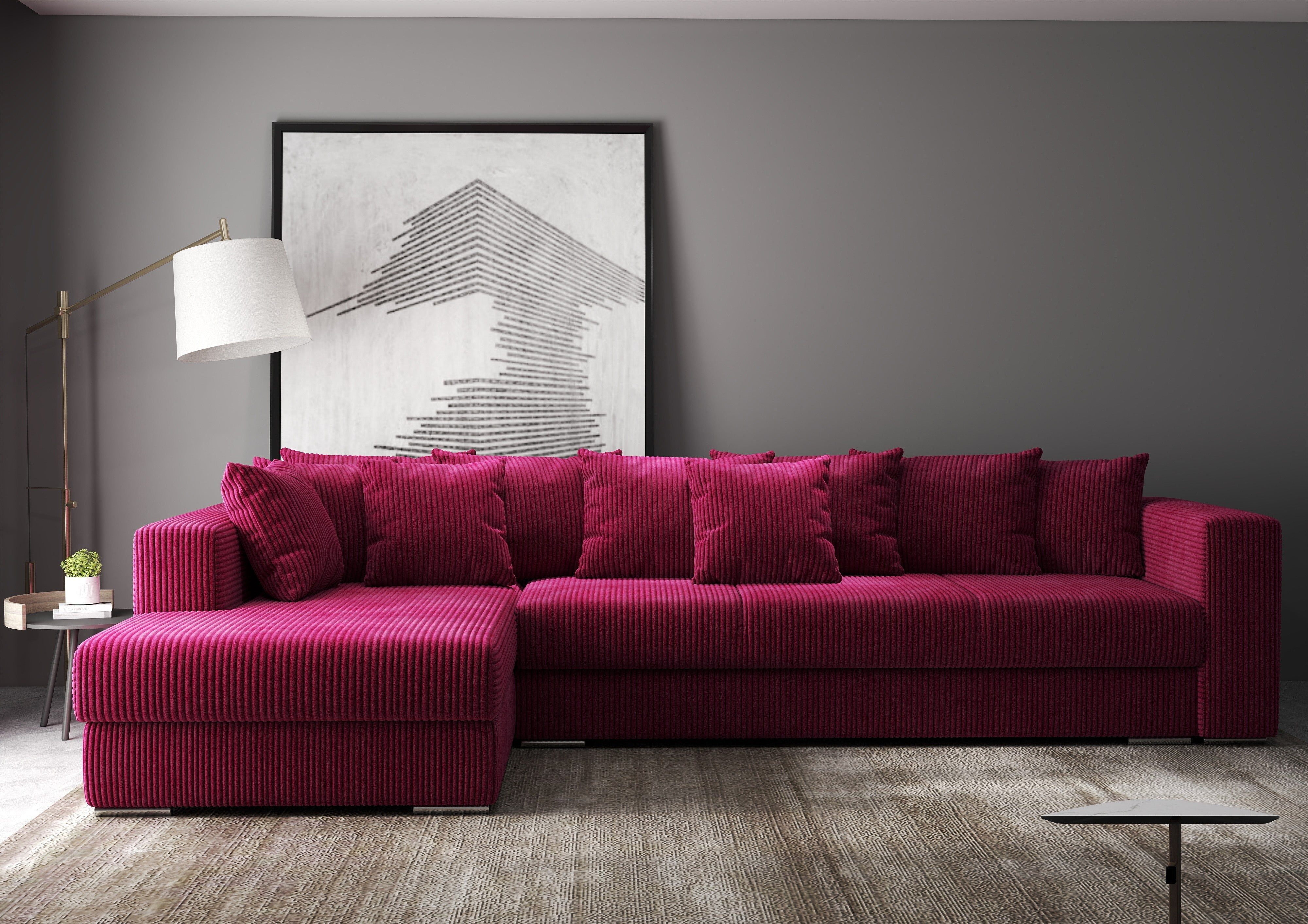 Colțar extensibil dumonde cu ladă de depozitare si sezut confortabil din spuma HR, Gloria Zoom Red 320x183 cm Fabrica