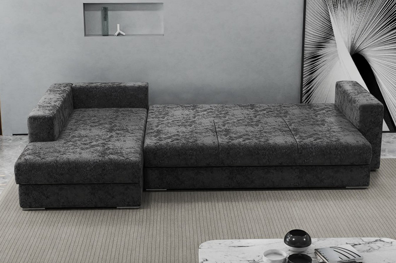 Colțar extensibil dumonde cu ladă de depozitare si sezut confortabil din spuma HR, Gloria Euphoria Black 320x183 cm Fabrica