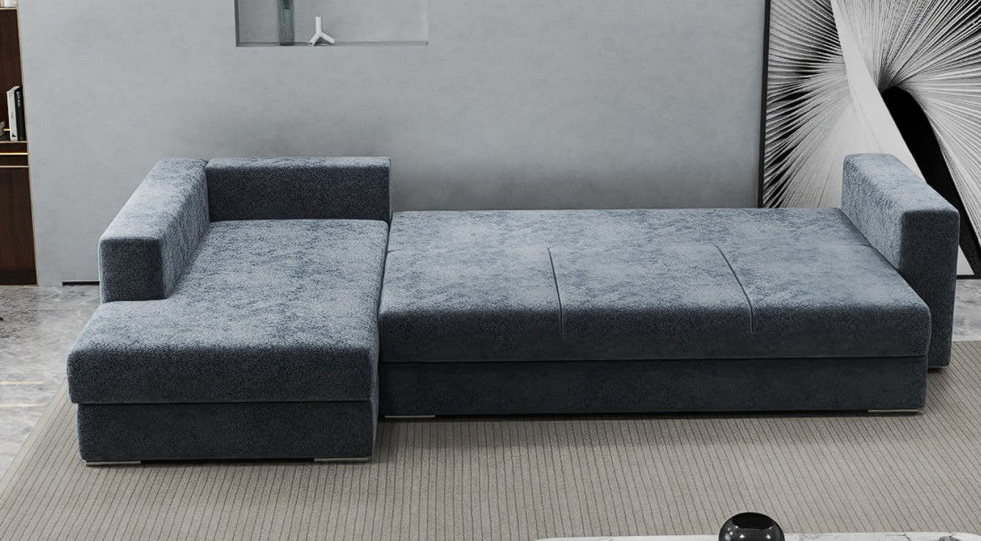 Colțar extensibil dumonde cu ladă de depozitare si sezut confortabil din spuma HR, Gloria Euphoria Grafit 320x183 cm Fabrica