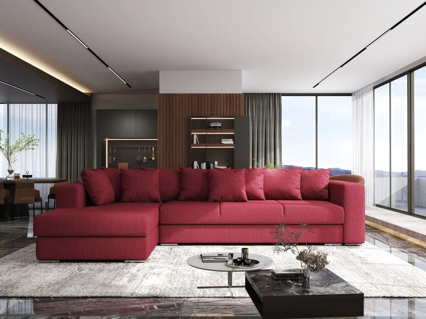 Colțar extensibil dumonde cu ladă de depozitare si sezut confortabil din spuma HR, Gloria Enjoy Winery 320x183 cm Fabrica