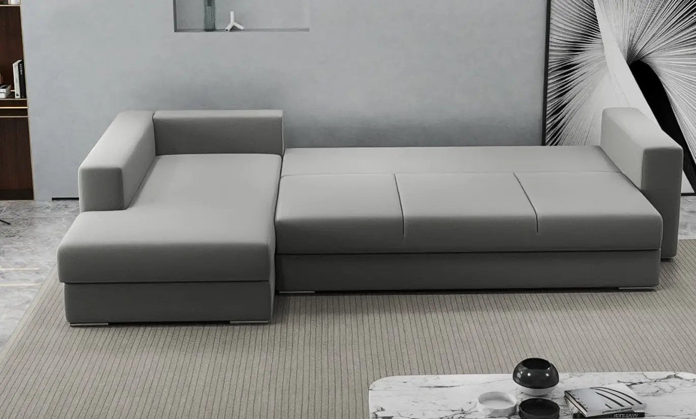 Colțar extensibil dumonde cu ladă de depozitare si sezut confortabil din spuma HR, Gloria Royal Grey 320x183 cm Fabrica