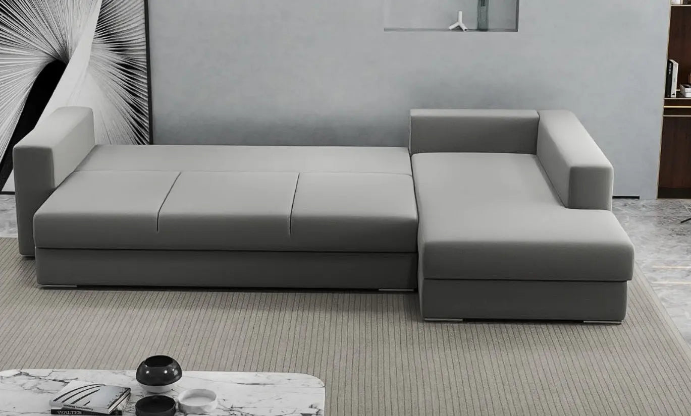 Colțar extensibil dumonde cu ladă de depozitare si sezut confortabil din spuma HR, Gloria Royal Grey II 320x183 cm Fabrica