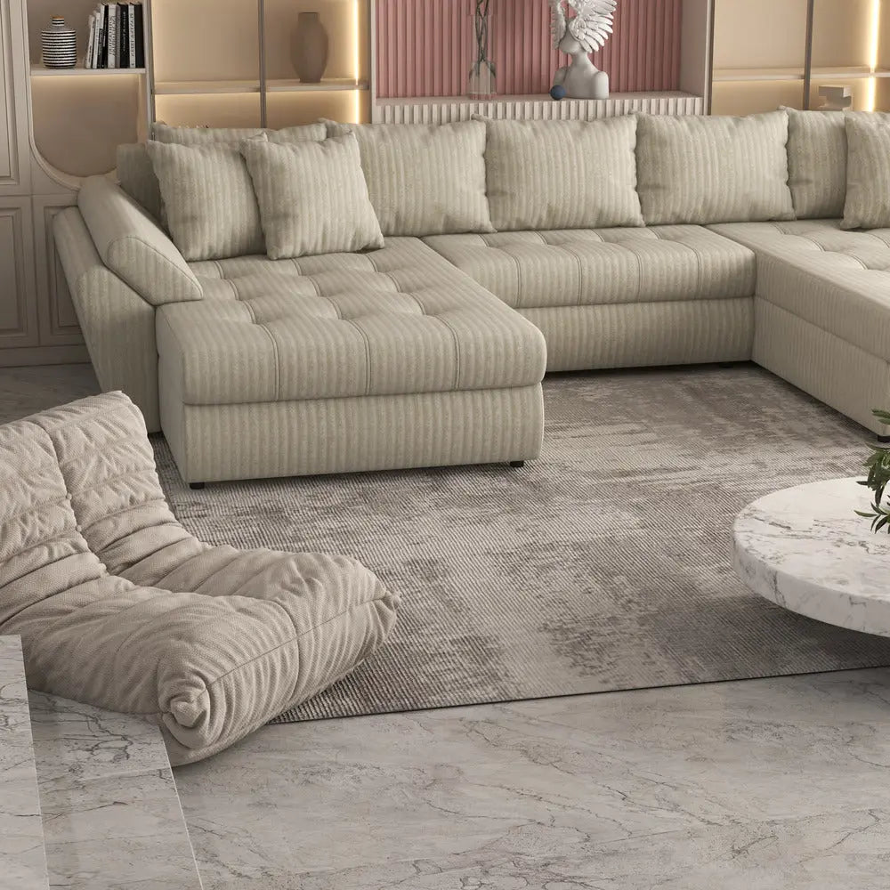 Colțar extensibil dumonde cu ladă de depozitare Loana Ambience bej U 375x185 cm