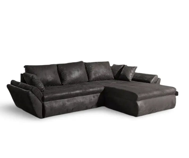 Colțar extensibil dumonde cu ladă de depozitare si sezut confortabil din spuma HR, Loana Madagaskar Black II 270x185 cm