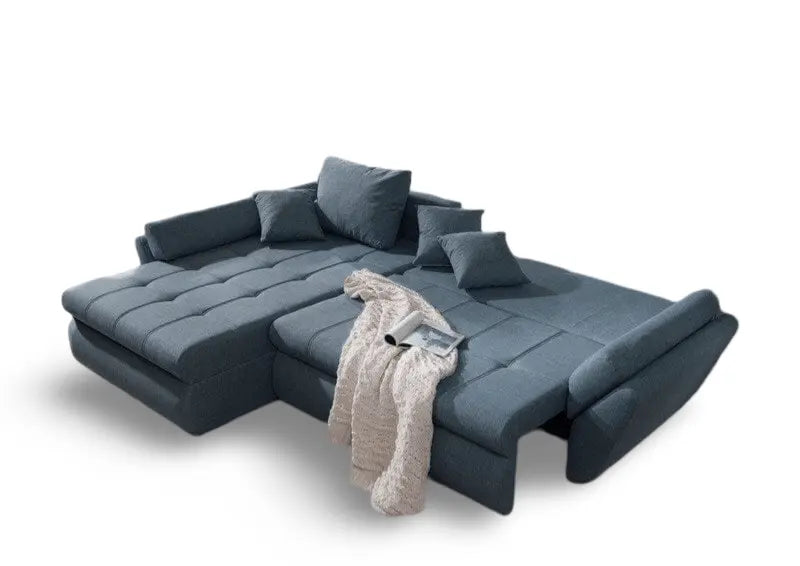 Colțar extensibil dumonde cu ladă de depozitare si sezut confortabil din spuma HR, Loana Enjoy Blue 270x185 cm