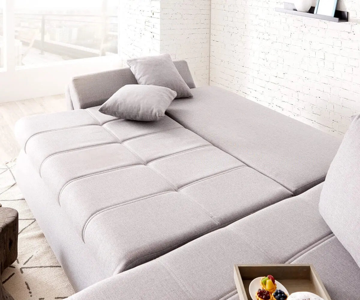 Colțar extensibil dumonde cu ladă de depozitare si sezut confortabil din spuma HR, Loana Enjoy Grey II 270x185 cm