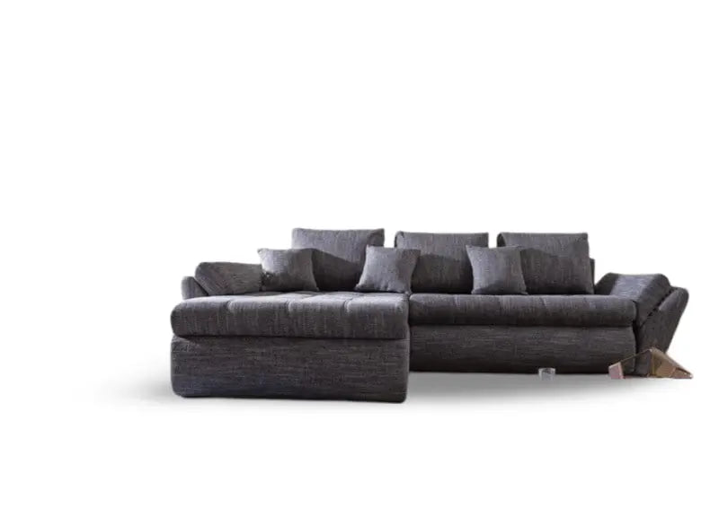 Colțar extensibil dumonde cu ladă de depozitare si sezut confortabil din spuma HR, Loana Magma Grey 270x185 cm