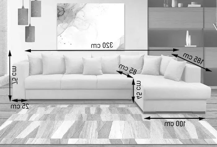 Colțar extensibil dumonde cu ladă de depozitare si sezut confortabil din spuma HR, Gloria Royal Grey II 320x183 cm Fabrica