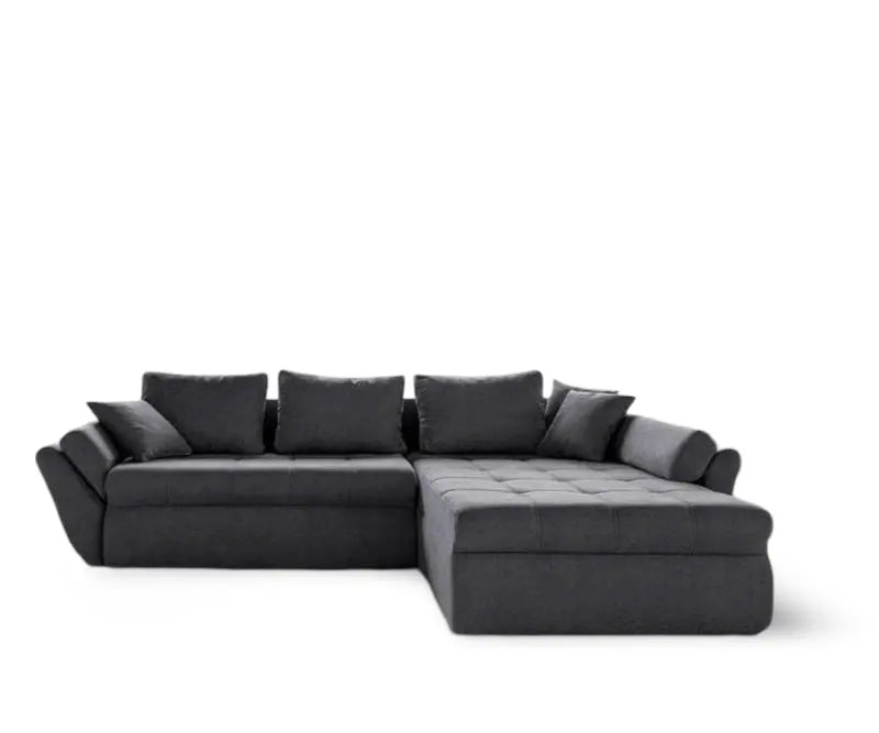 Colțar extensibil dumonde cu ladă de depozitare si sezut confortabil din spuma HR, Loana Enjoy Grafit II 270x185 cm