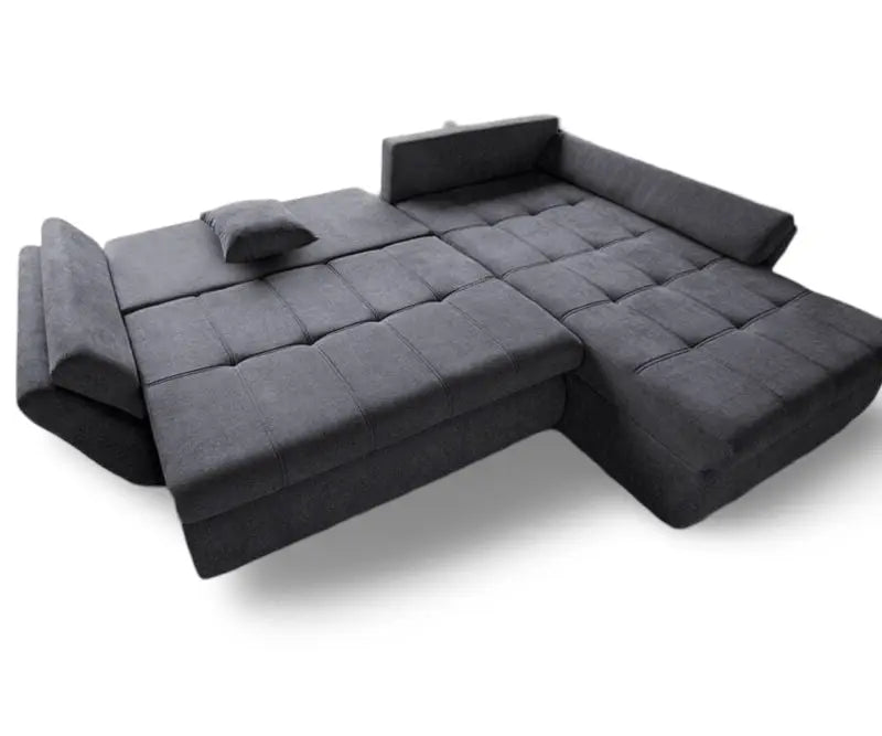 Colțar extensibil dumonde cu ladă de depozitare si sezut confortabil din spuma HR, Loana Enjoy Grafit II 270x185 cm