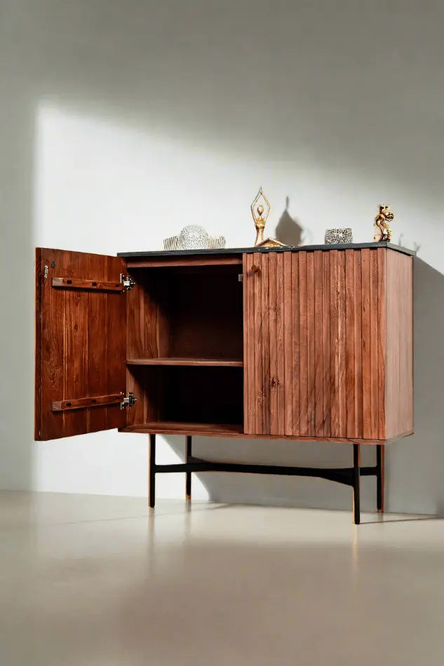 Comodă din lemn masiv si marmura, Salerno Marble 94 x 40 x 84 cm, dumonde AMB