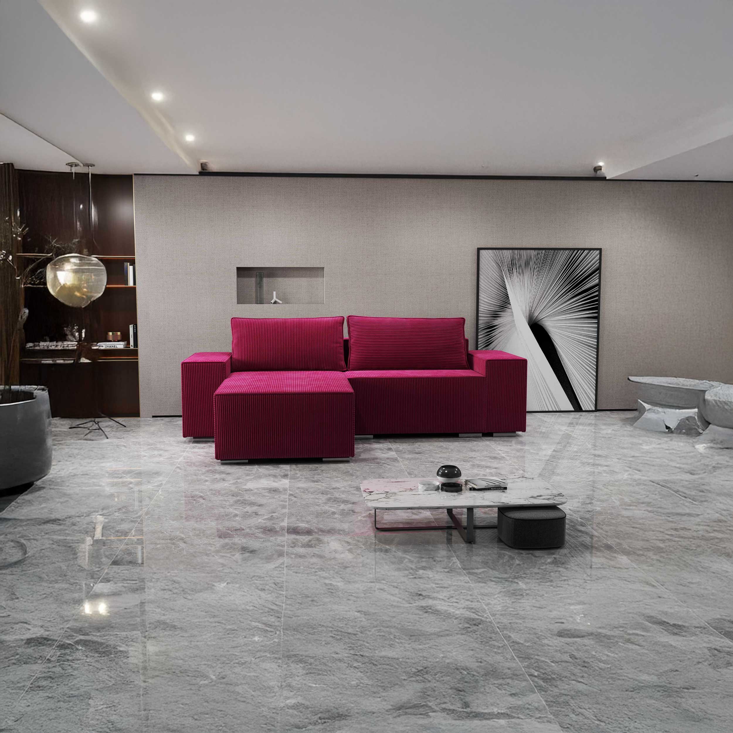 Colțar extensibil dumonde cu ladă de depozitare si sezut confortabil din spuma HR, Dream Zoom Rosu 290x185 cm II Fabrica