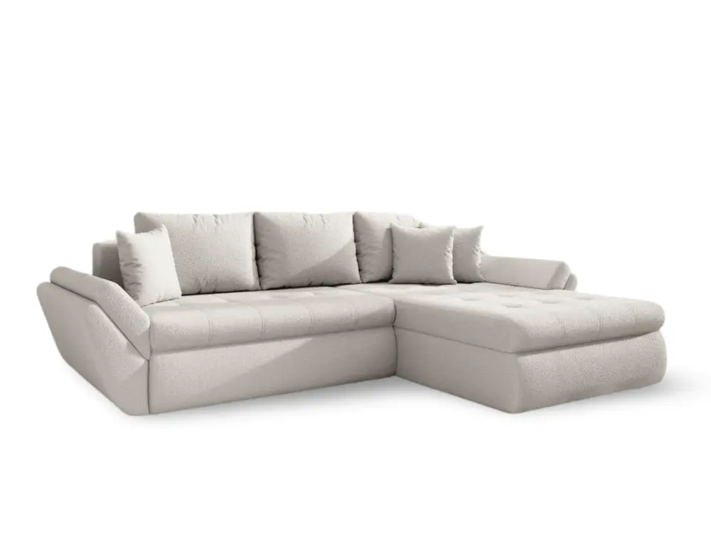 Colțar extensibil dumonde cu ladă de depozitare si sezut confortabil din spuma HR, Loana Euphoria Ivory II 270x185 cm Fabrica