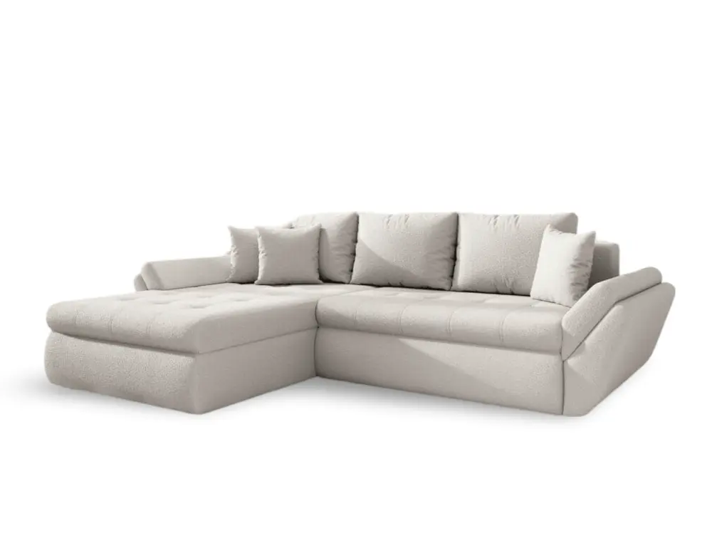 Colțar extensibil dumonde cu ladă de depozitare si sezut confortabil din spuma HR, Loana Euphoria Ivory 270x185 cm Fabrica