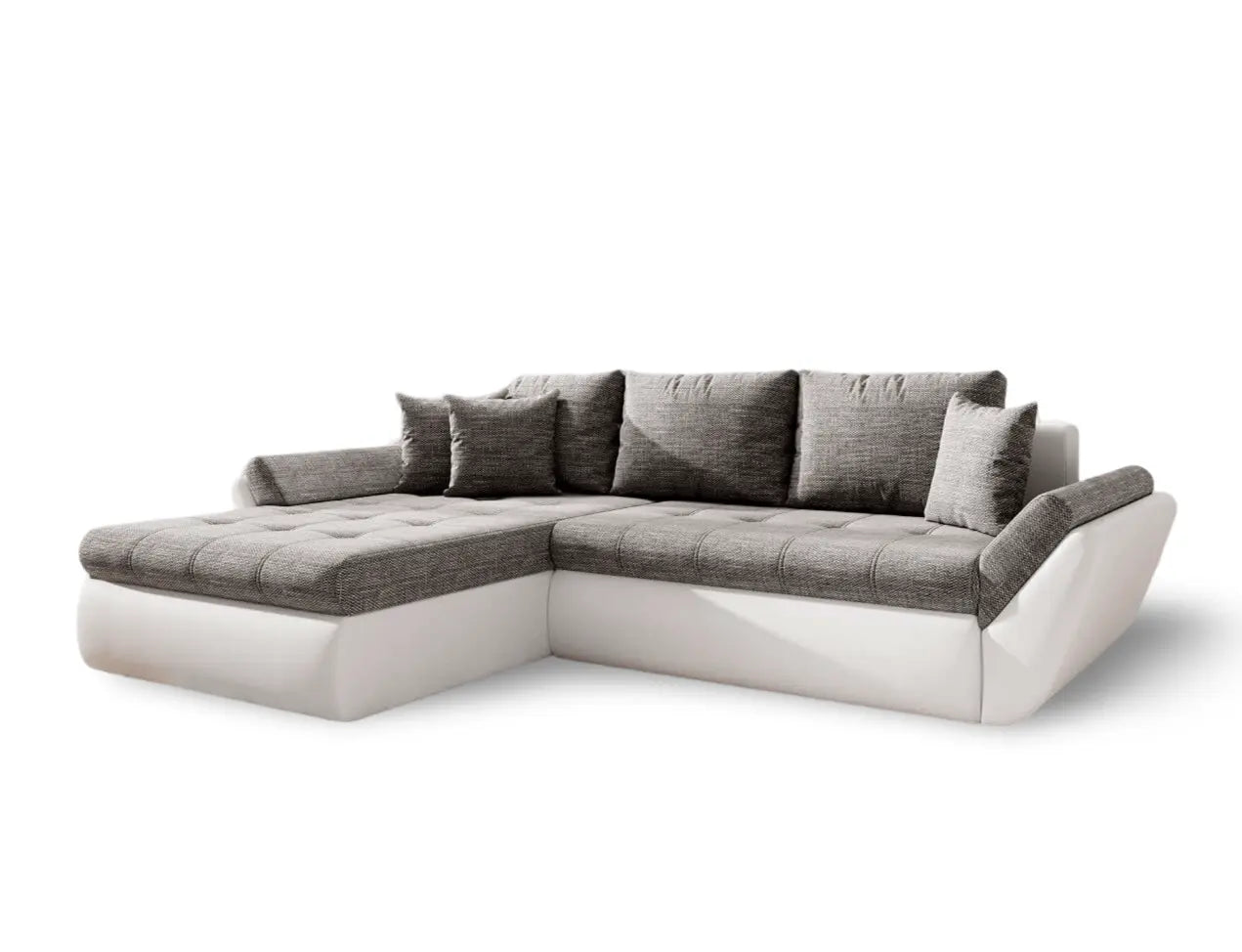 Colțar extensibil dumonde cu ladă de depozitare si sezut confortabil din spuma HR, Loana Magma White II 275x185 cm