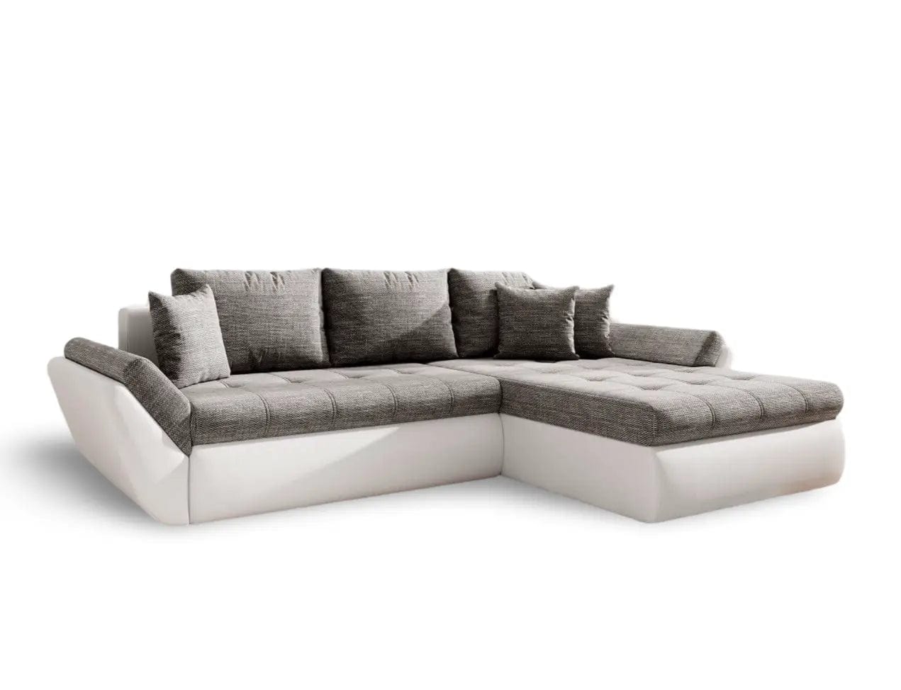 Colțar extensibil dumonde cu ladă de depozitare si sezut confortabil din spuma HR, Loana Magma White 275x185 cm