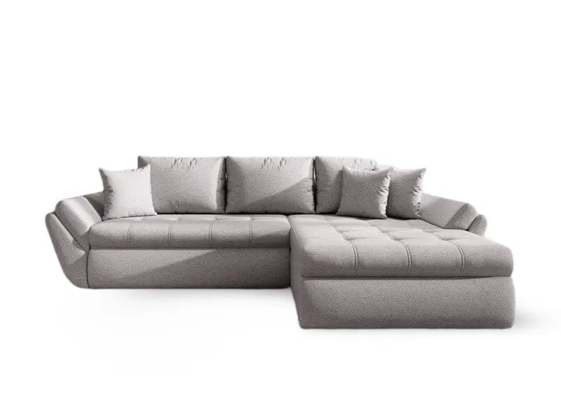 Colțar extensibil dumonde cu ladă de depozitare si sezut confortabil din spuma HR, Loana Enjoy Grey II 270x185 cm