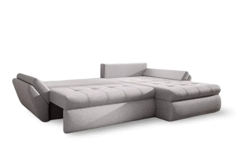 Colțar extensibil dumonde cu ladă de depozitare si sezut confortabil din spuma HR, Loana Enjoy Grey II 270x185 cm
