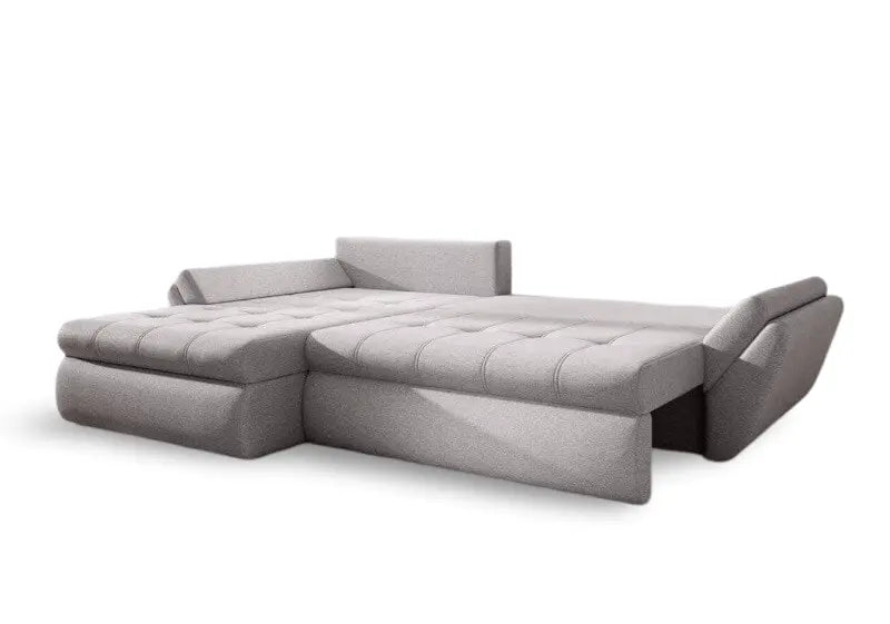 Colțar extensibil dumonde cu ladă de depozitare si sezut confortabil din spuma HR, Loana Grey 270x185 cm Fabrica