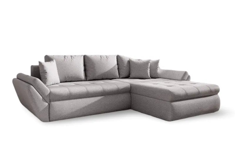 Colțar extensibil dumonde cu ladă de depozitare si sezut confortabil din spuma HR, Loana Enjoy Grey II 270x185 cm
