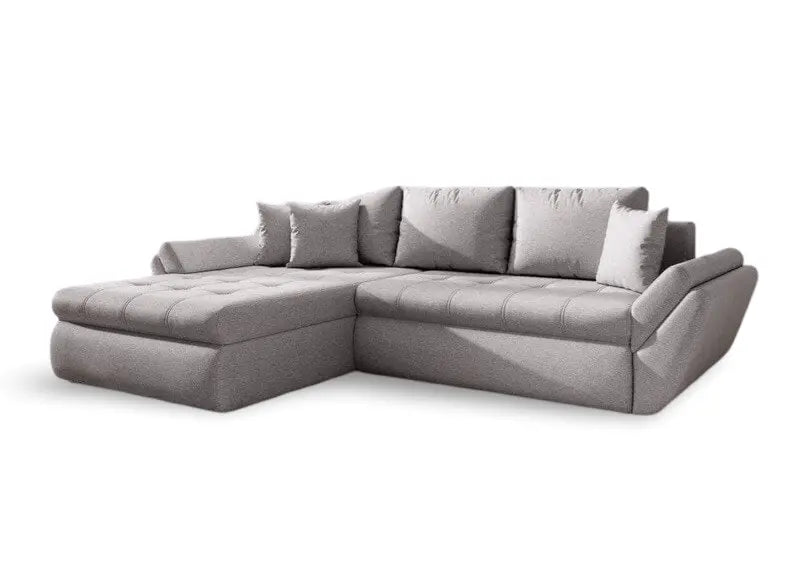 Colțar extensibil dumonde cu ladă de depozitare si sezut confortabil din spuma HR, Loana Grey 270x185 cm Fabrica