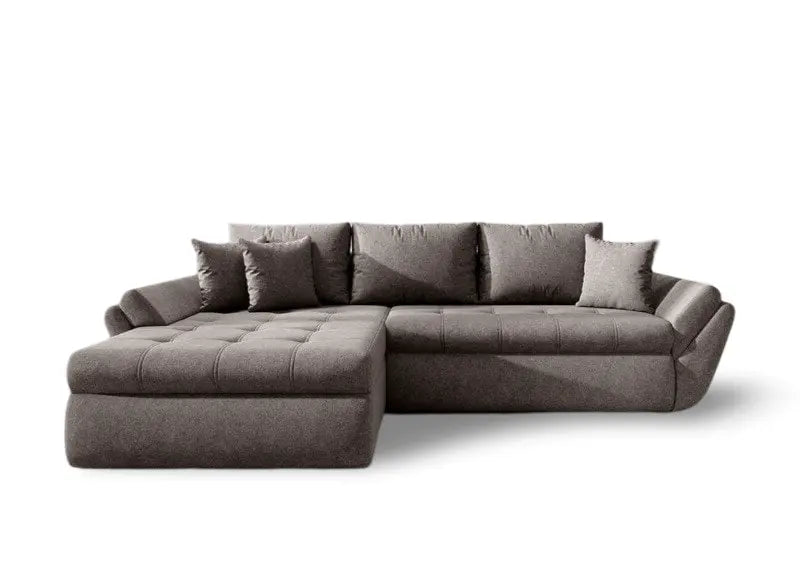 Colțar extensibil dumonde cu ladă de depozitare si sezut confortabil din spuma HR, Loana Enjoy Kaki II 270x185 cm